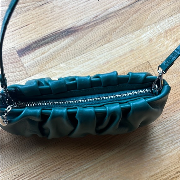 NWT STAUD Teal Gathered Leather CONVERTIBLE BAG 👛🍾🥂 - Picture 3 of 6